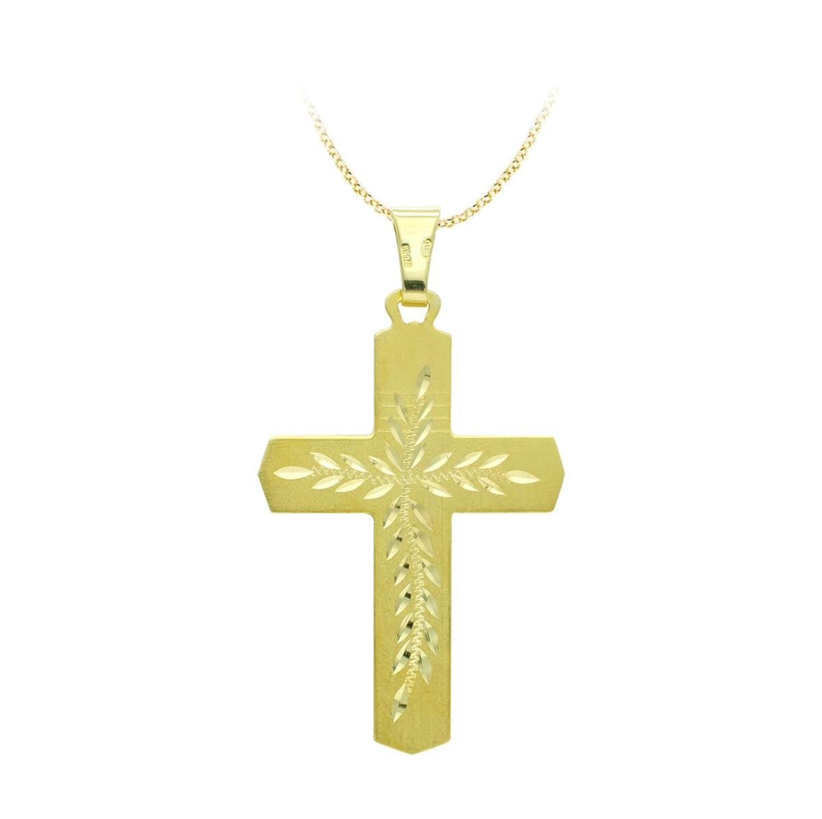 Croix "Renaissance" sculptée en or jaune 18 carats - Maison Gabriel