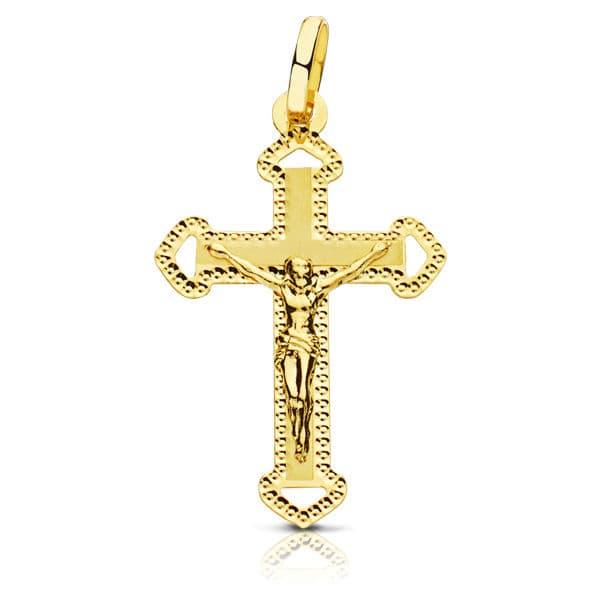 Croix "Triomphe" en or jaune 18 carats, avec finition boucle ajourée - Maison Gabriel