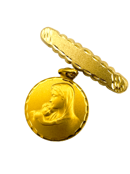 Epingle "Jophiel", en or jaune 18 carats, gravable, finition brossée sculptée - Maison Gabriel