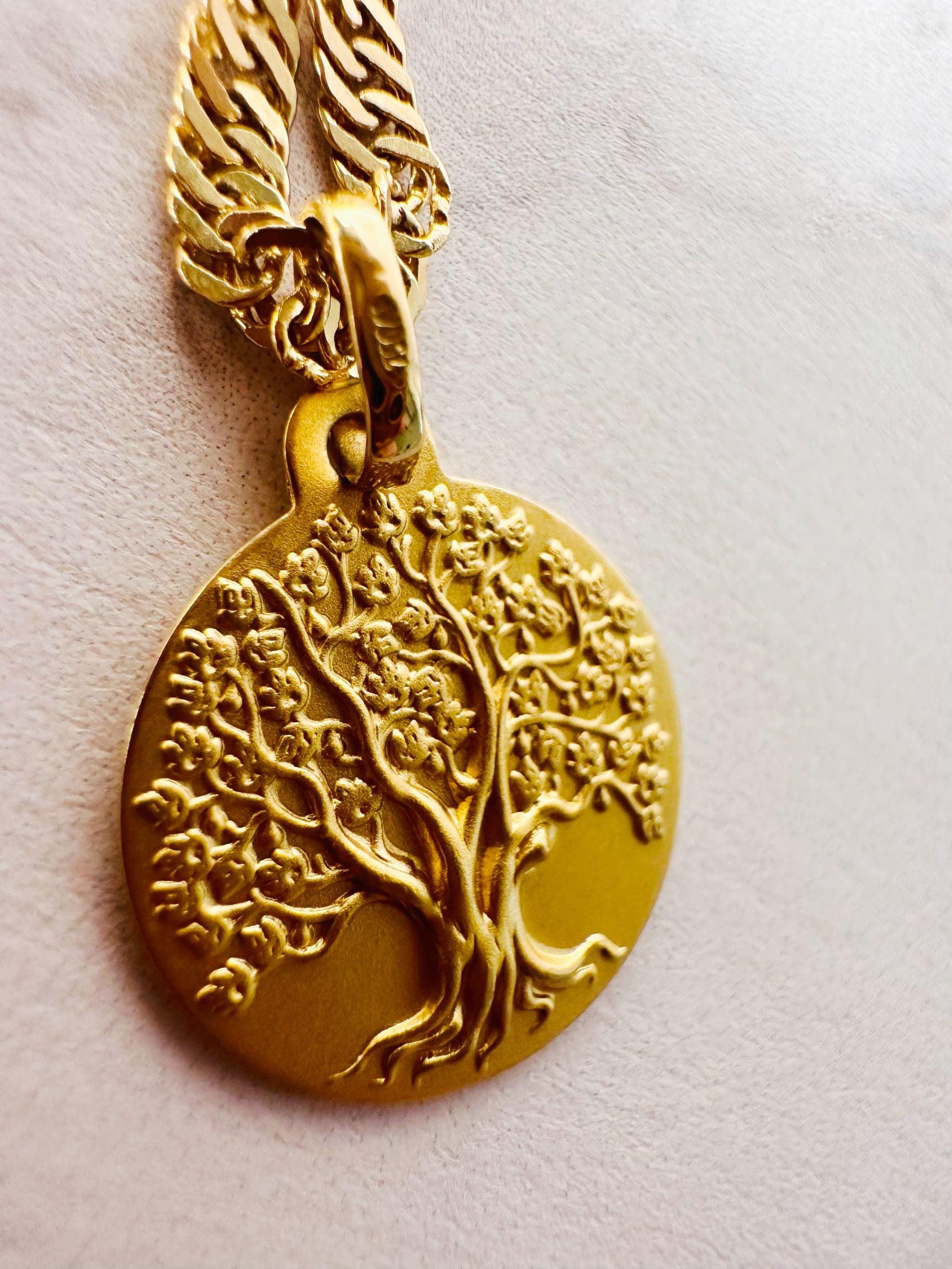 Médaille Arbre De Collier Bapteme Or Jaune Médaille