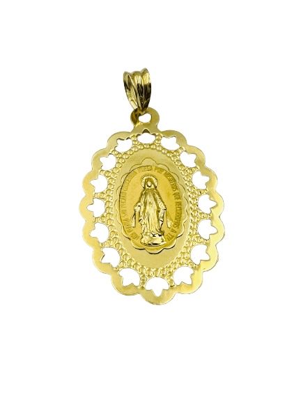 Médaille Miraculeuse à bordures ajourées en pétales gravable en or jaune 18 carats - Maison Gabriel