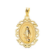 Médaille Miraculeuse à volutes sculptées et gravable en or jaune 18 carats - Maison Gabriel