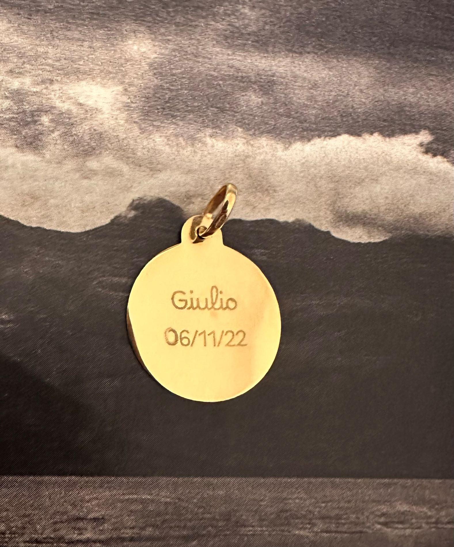 Médaille ou jeton "Merci" à graver, en or jaune 18 carats finition mate ou polie brillante - Maison Gabriel