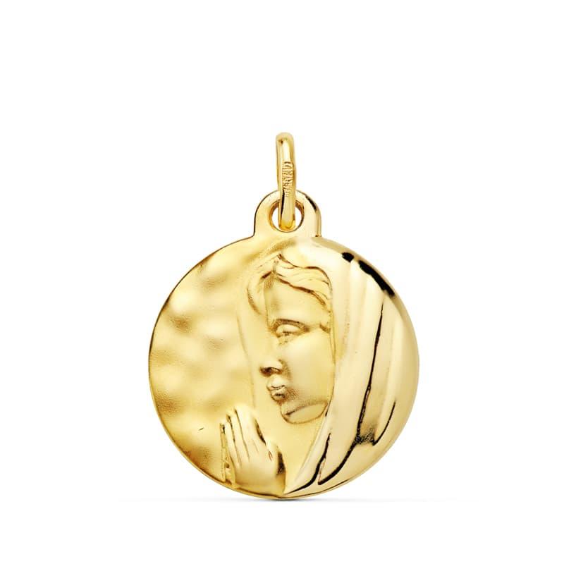 Médaille "Vierge de la prière" martelée en or jaune 18 carats - Maison Gabriel