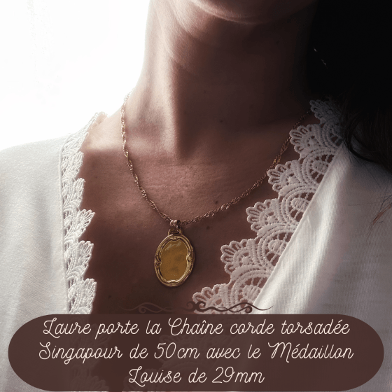 Médaillon "Louise" en or jaune 18 carats, finition polie brillante à bordures, à graver - Maison Gabriel