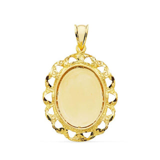 Médaillon "Séraphine" en or jaune 18 carats, bordure sculptée coquillages, à graver - Maison Gabriel
