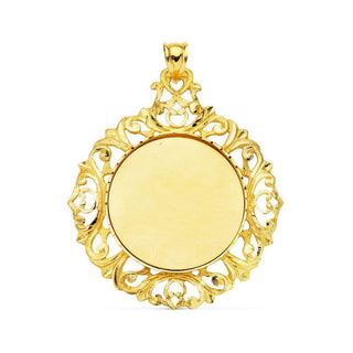 Médaillon "Victoire" en or jaune 18 carats, bordure sculptée feuillages, à graver - Maison Gabriel
