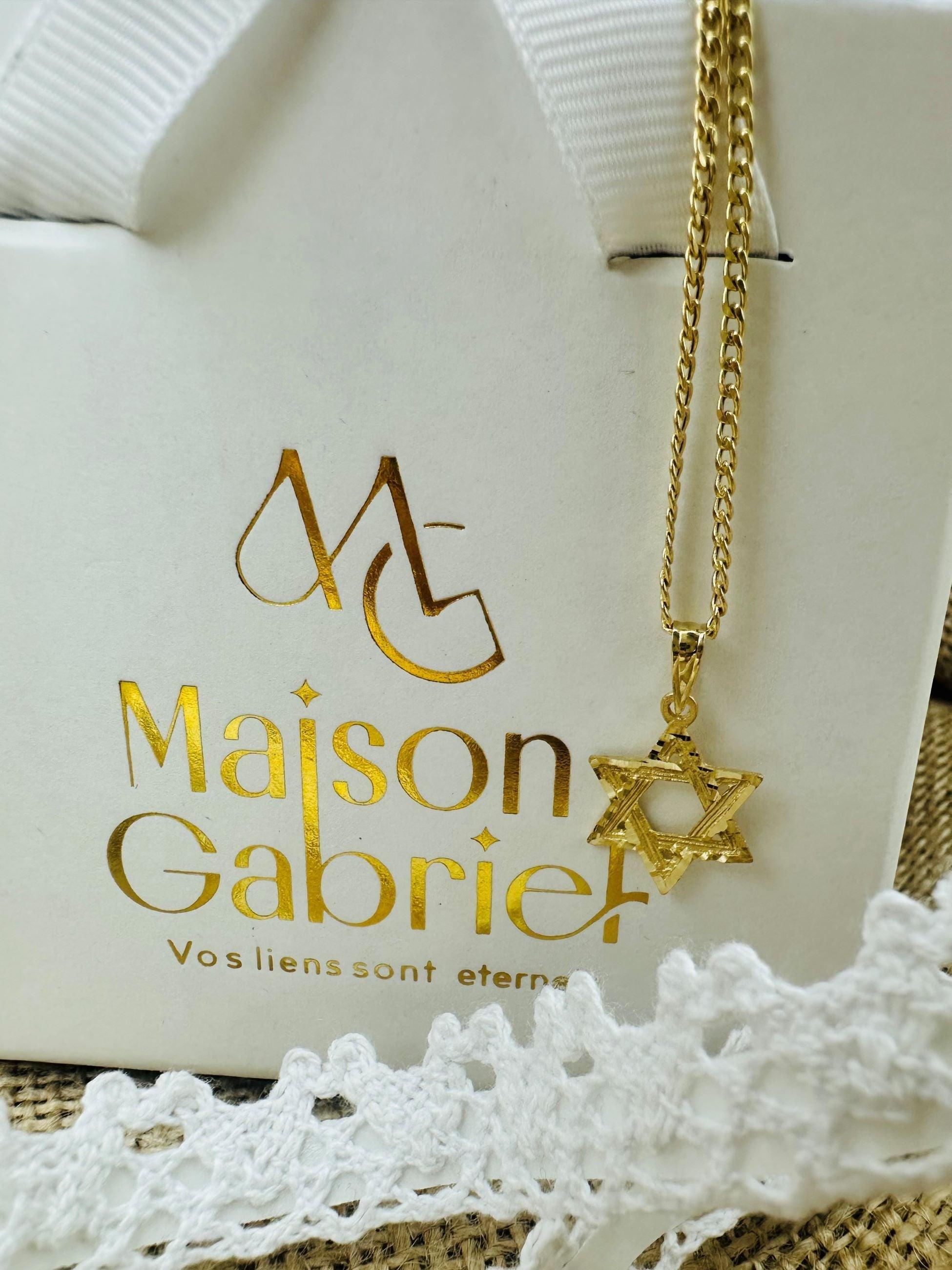 Pendentif Etoile de David en or jaune 18 carats - Maison Gabriel