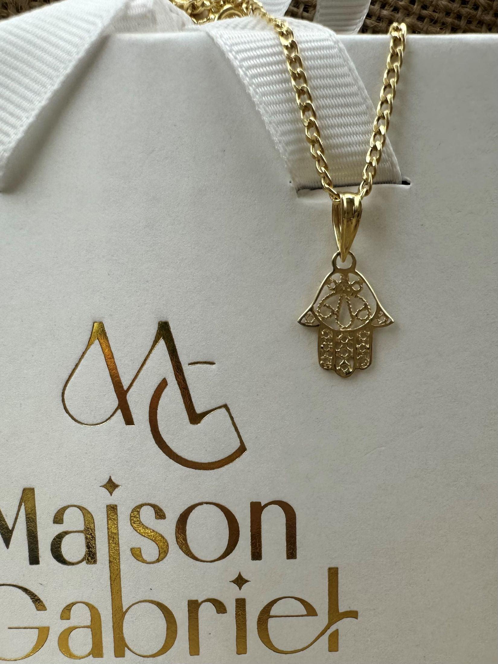 Pendentif Main De Fatma - Or Jaune 18K (750/1000°) - Filigrané - Occasion En état Quasi Neuf