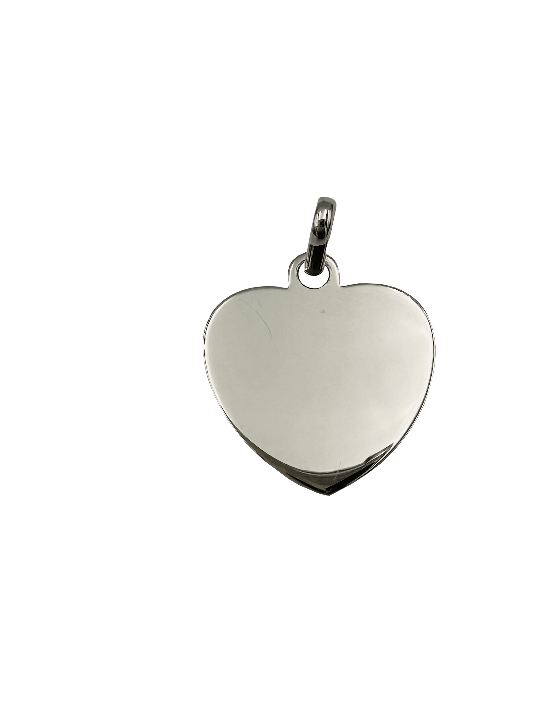Pendentif ou jeton "Tendre coeur" en argent 925 rhodié, finition polie brillante, format moyen - Maison Gabriel