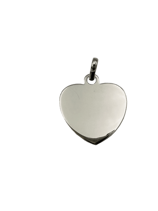 Pendentif ou jeton "Tendre coeur" en argent 925 rhodié, finition polie brillante, format moyen - Maison Gabriel
