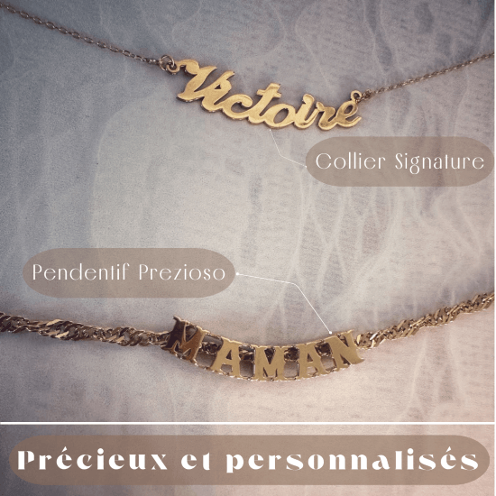 Pendentif "Prezioso", personnalisable de 3 à 10 lettres, en or 18 carats - Maison Gabriel