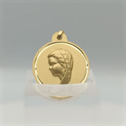 Médaille "Vierge Enfant" biseautée en or jaune 18 carats