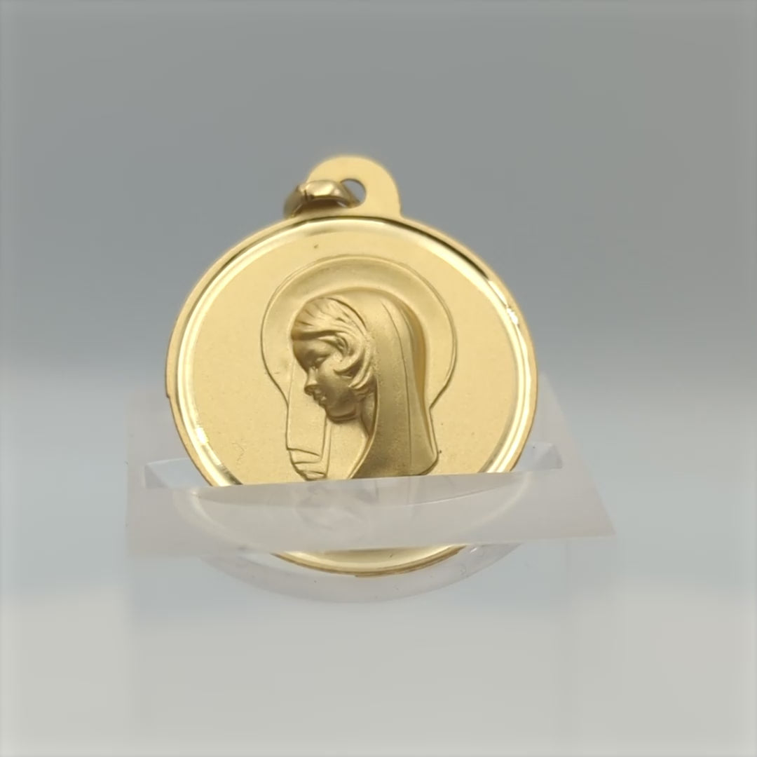 Médaille "Vierge Enfant de la Paix" biseautée en or jaune 18 carats