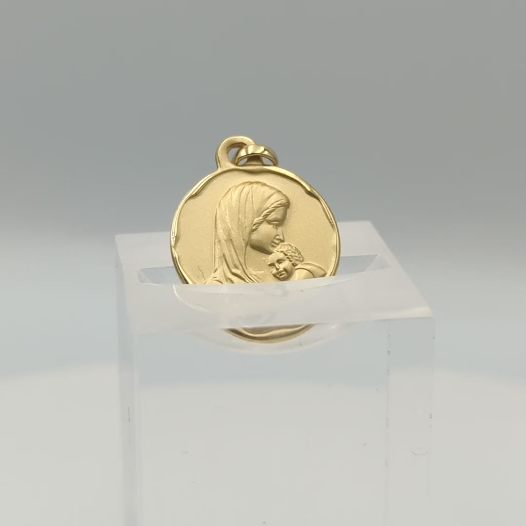 Médaille "Vierge à l'Enfant" en or jaune 18 carats