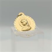 Médaille "Vierge Enfant" diamantée en or jaune 18 carats